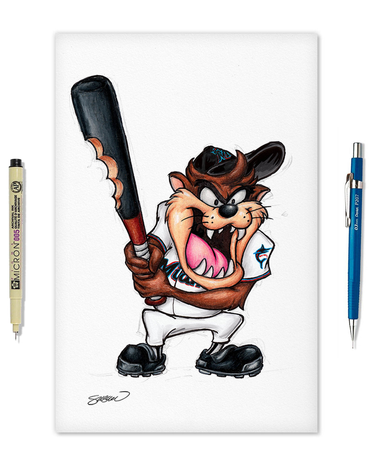 Taz On Deck x MLB Marlins Limited Edition Fine Art Print