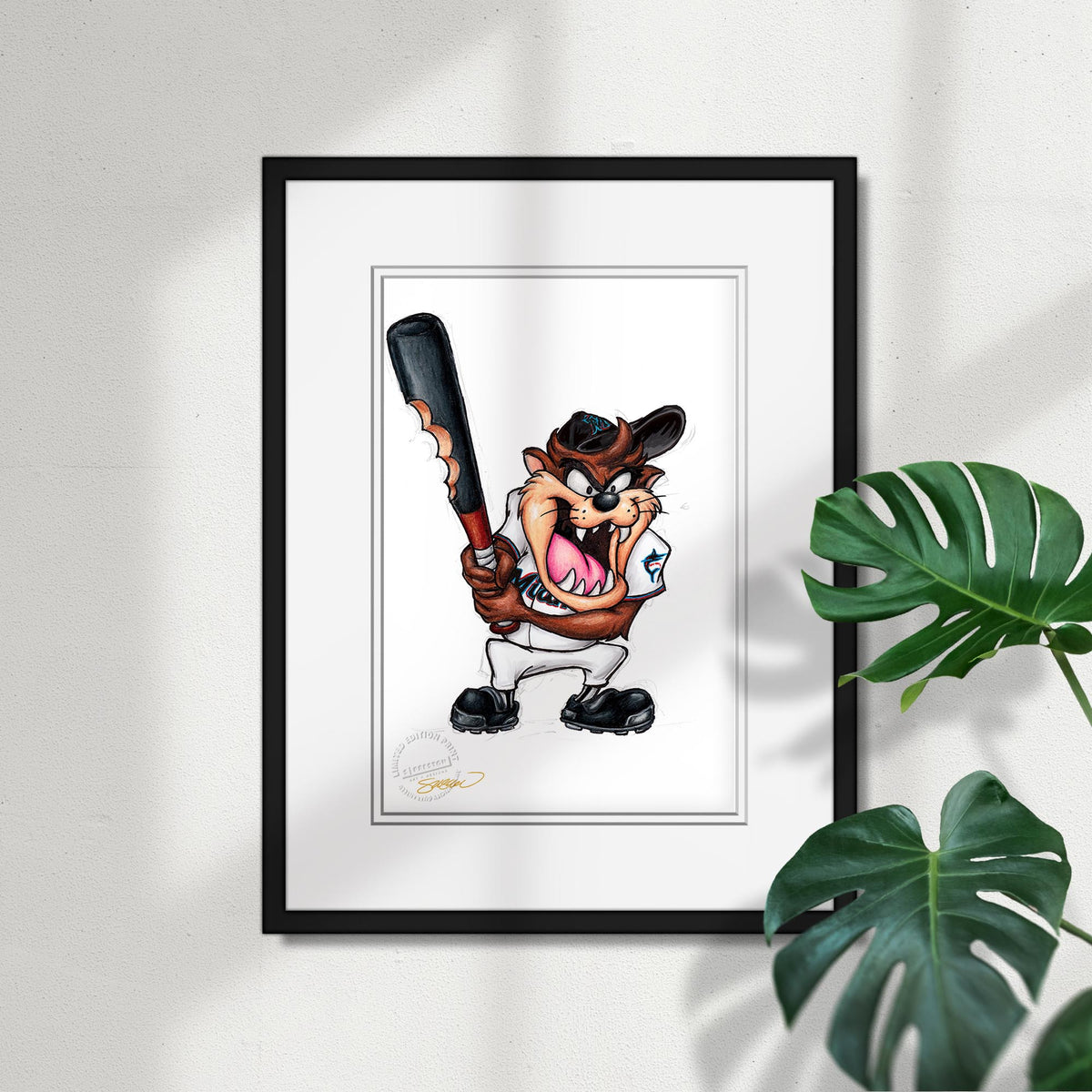 Taz On Deck x MLB Marlins Limited Edition Fine Art Print