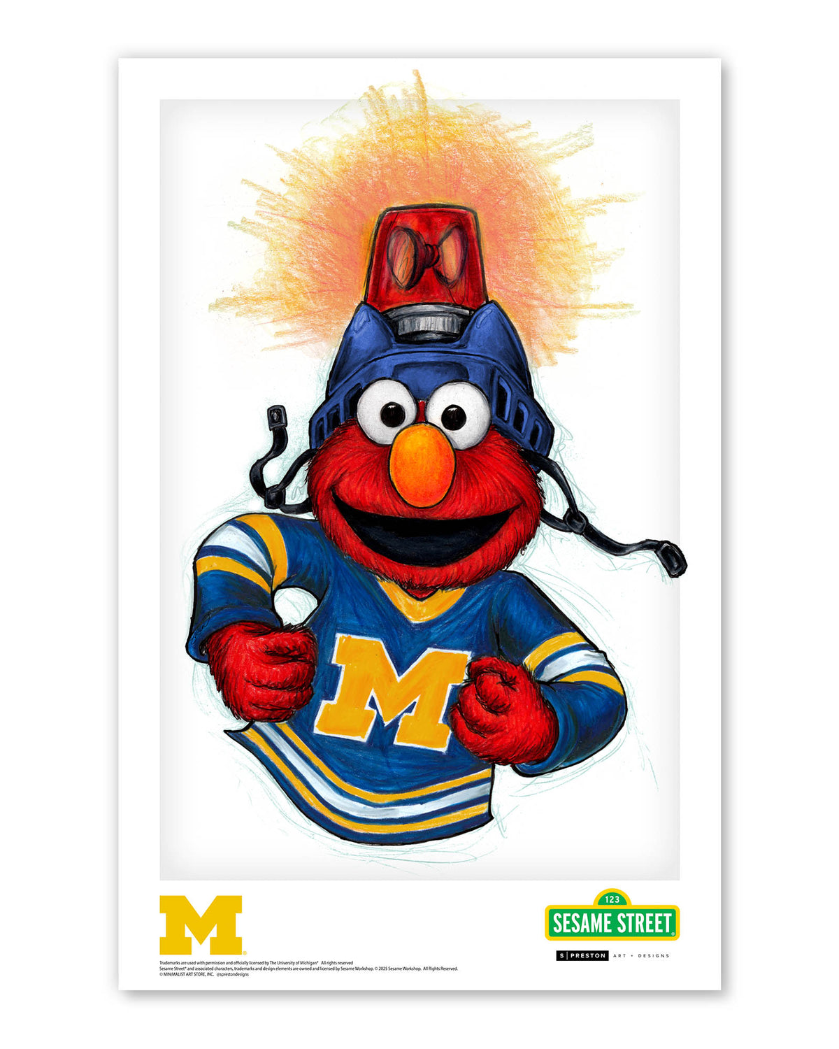 Elmo Loves Goals! x Michigan Wolverines Limited Edition Art Print