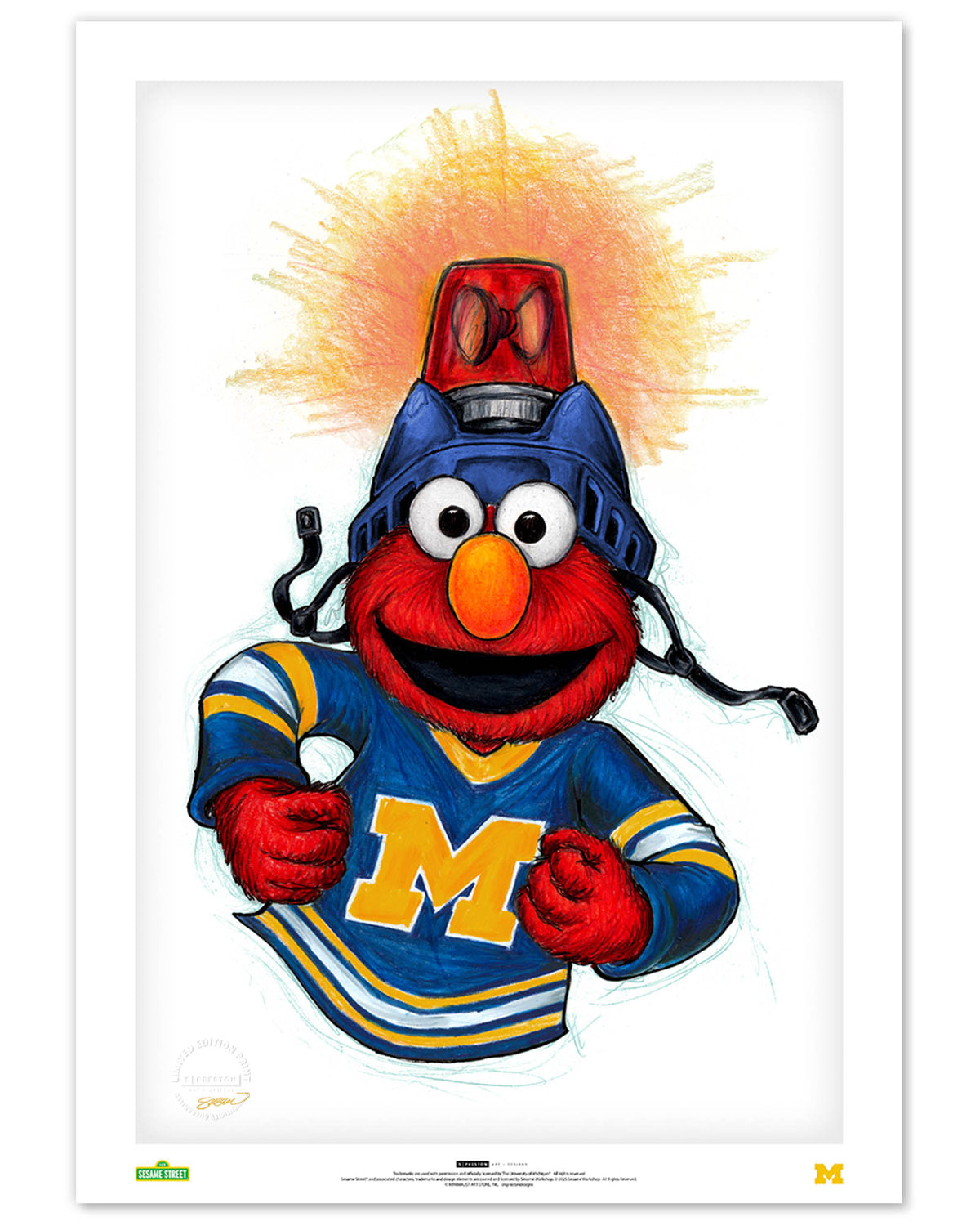 Elmo Loves Goals! x Michigan Wolverines Limited Edition Art Print