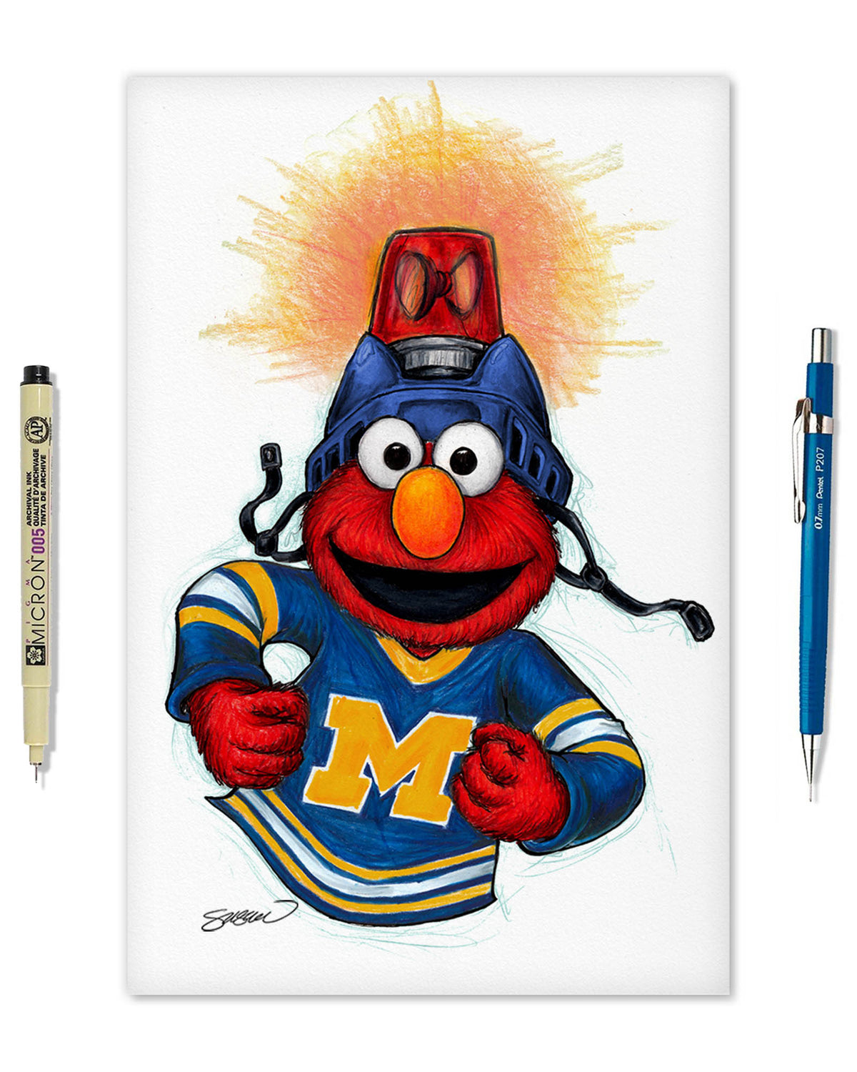 Elmo Loves Goals! x Michigan Wolverines Limited Edition Art Print