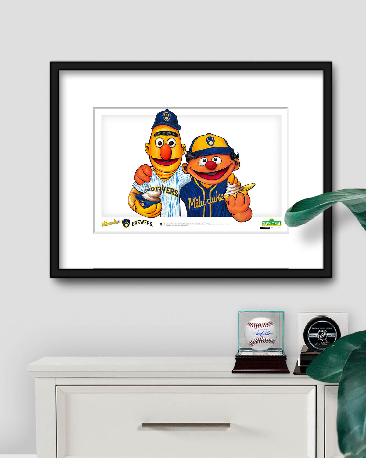 Bert and Ernie x MLB Brewers Limited Edition Fine Art Print