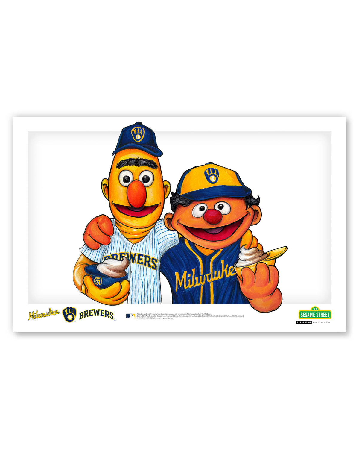 Bert and Ernie x MLB Brewers Limited Edition Fine Art Print