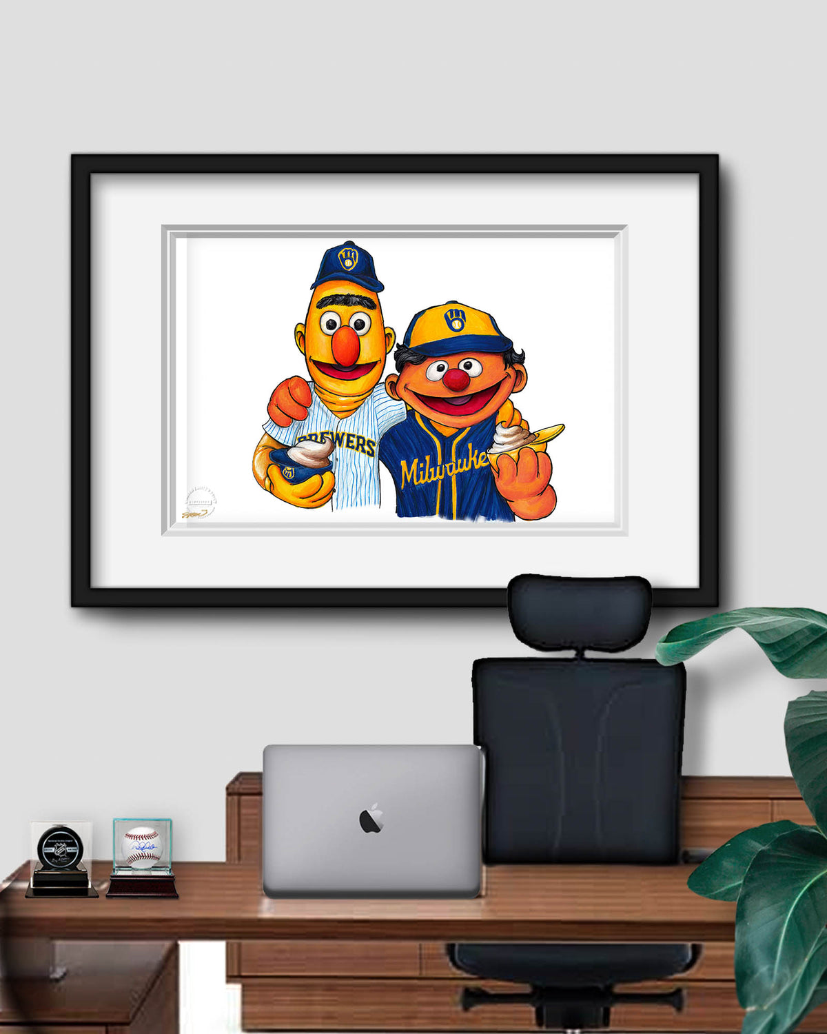 Bert and Ernie x MLB Brewers Limited Edition Art Print
