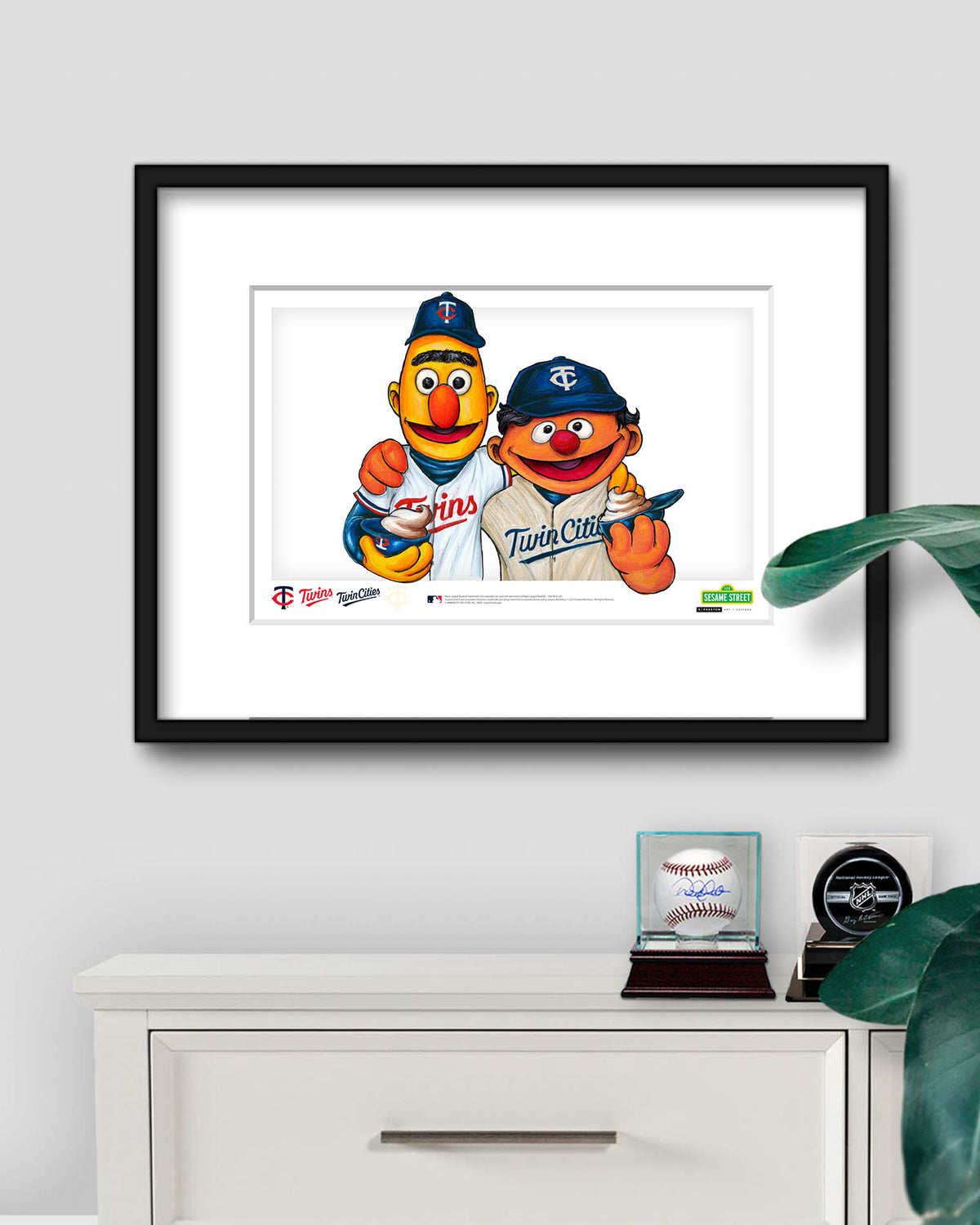 Bert and Ernie x MLB Twins Limited Edition Fine Art Print