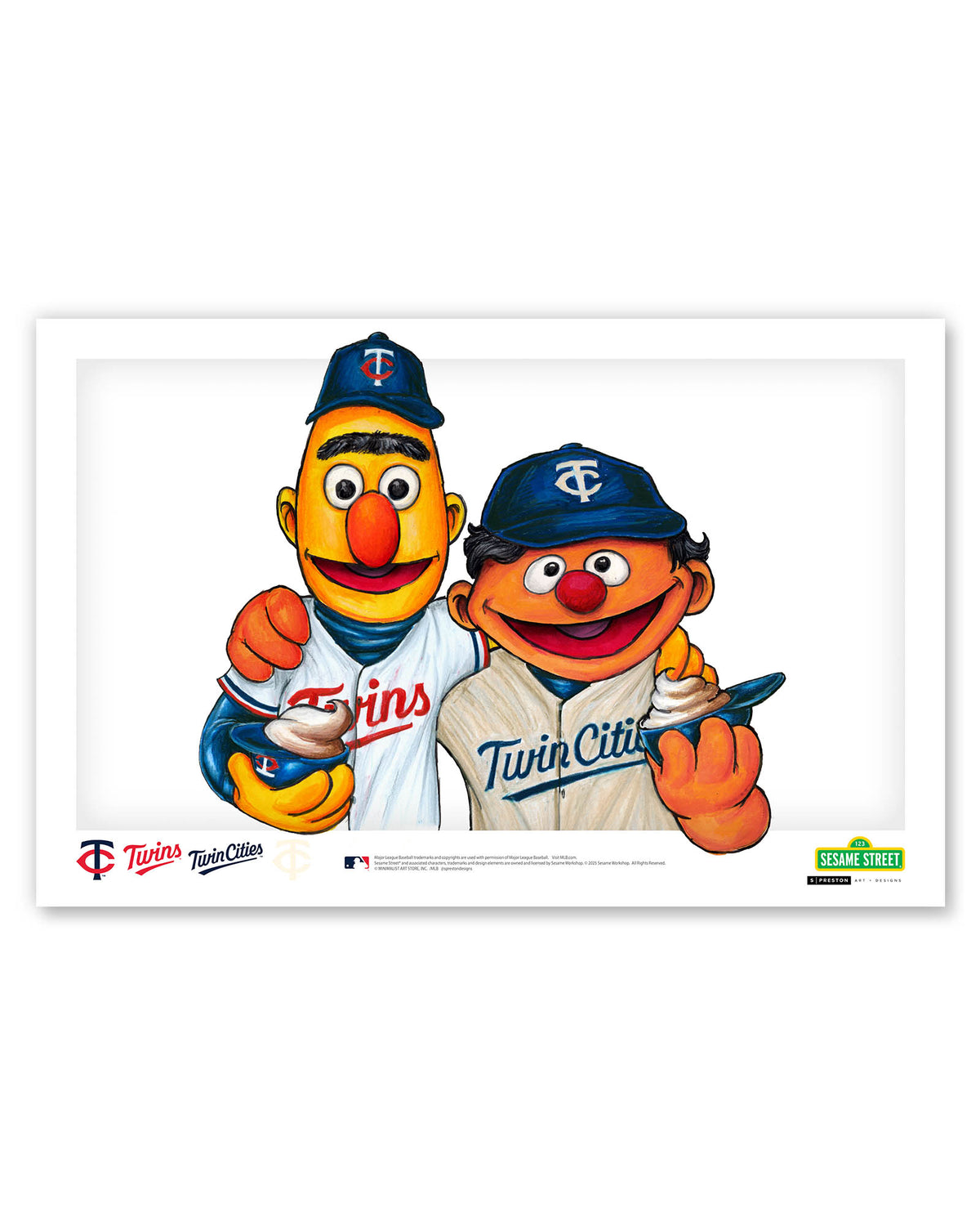Bert and Ernie x MLB Twins Limited Edition Fine Art Print