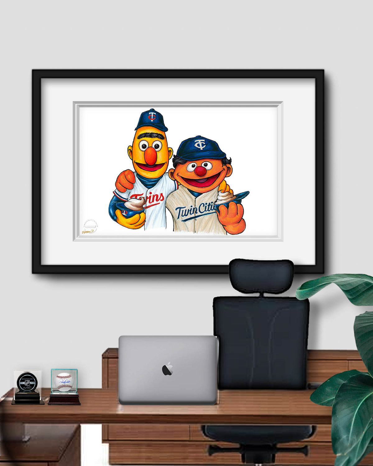 Bert and Ernie x MLB Twins Limited Edition Art Print