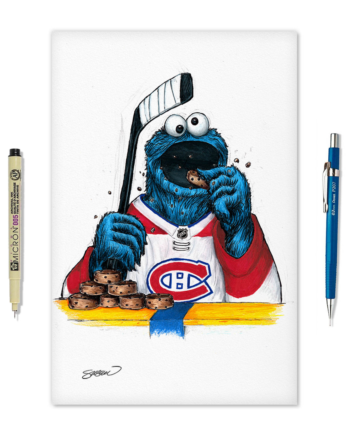 Cookie Monster x NHL Canadiens Limited Edition Fine Art Print