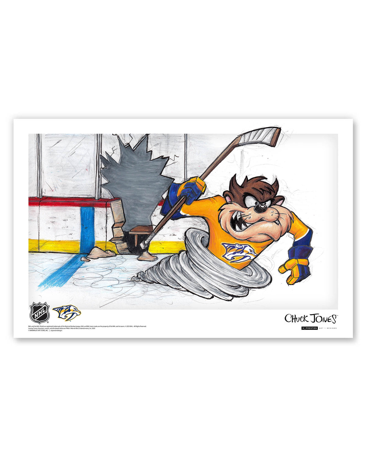 Tazmanian Line Change x NHL Predators Tazmanian Devil Limited Edition Art Print