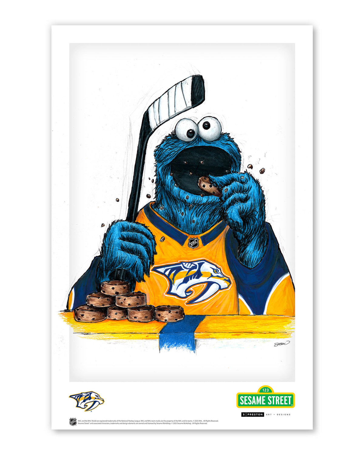 Cookie Monster x NHL Predators Limited Edition Art Print