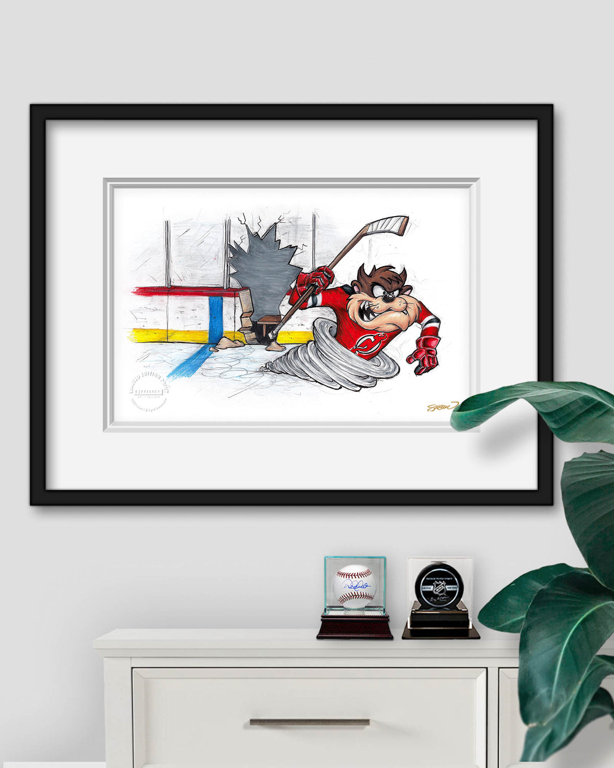 Tazmanian Line Change x NHL Devils Tazmanian Devil Limited Edition Fine Art Print