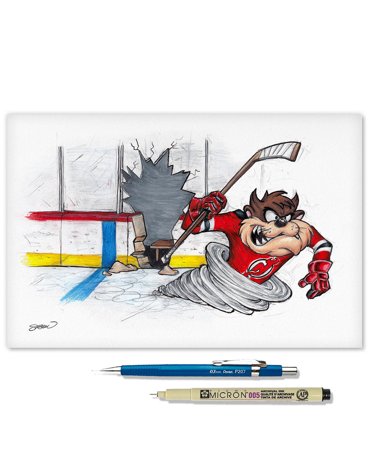 Tazmanian Line Change x NHL Devils Tazmanian Devil Limited Edition Fine Art Print