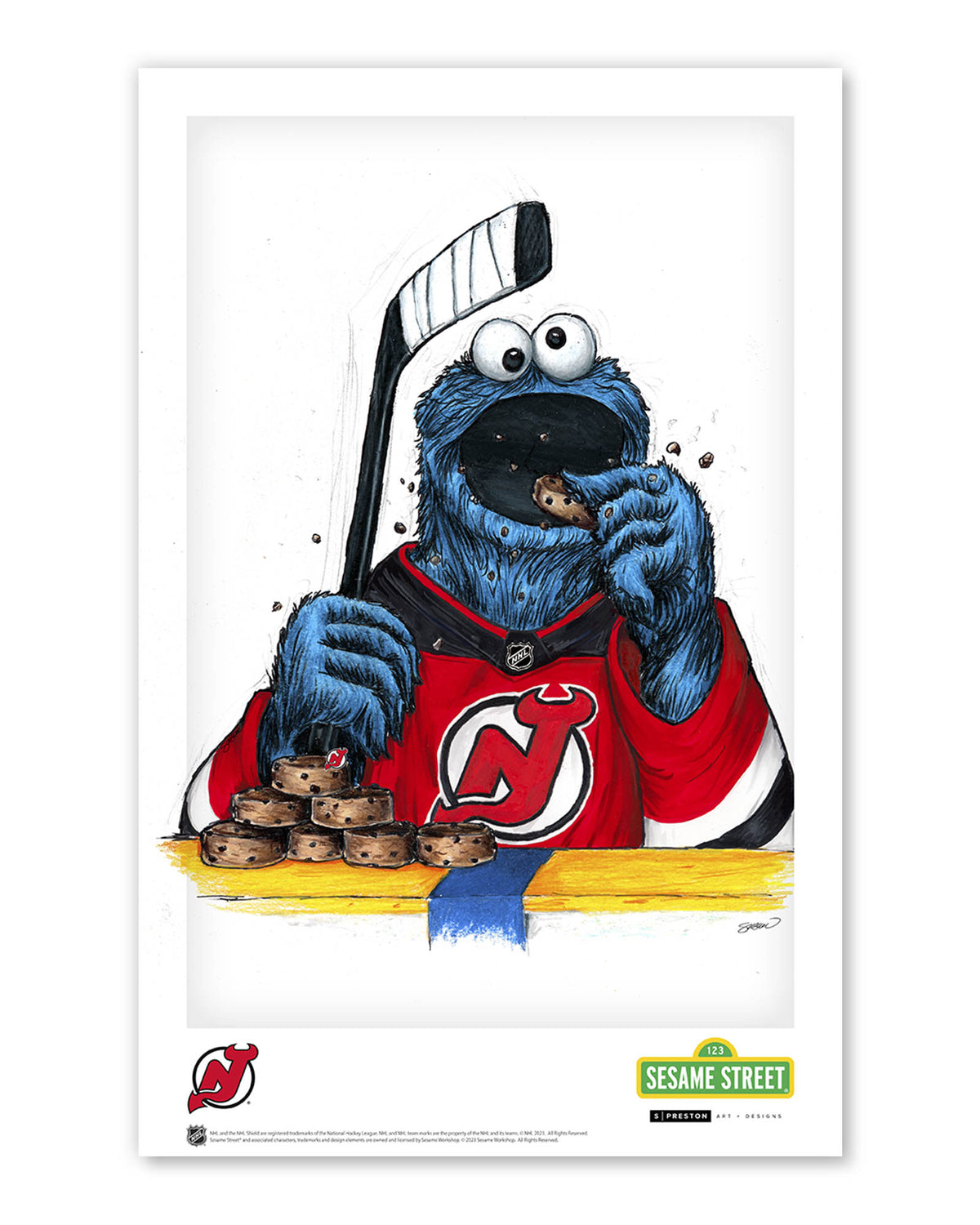 Cookie Monster x NHL Devils Limited Edition Art Print