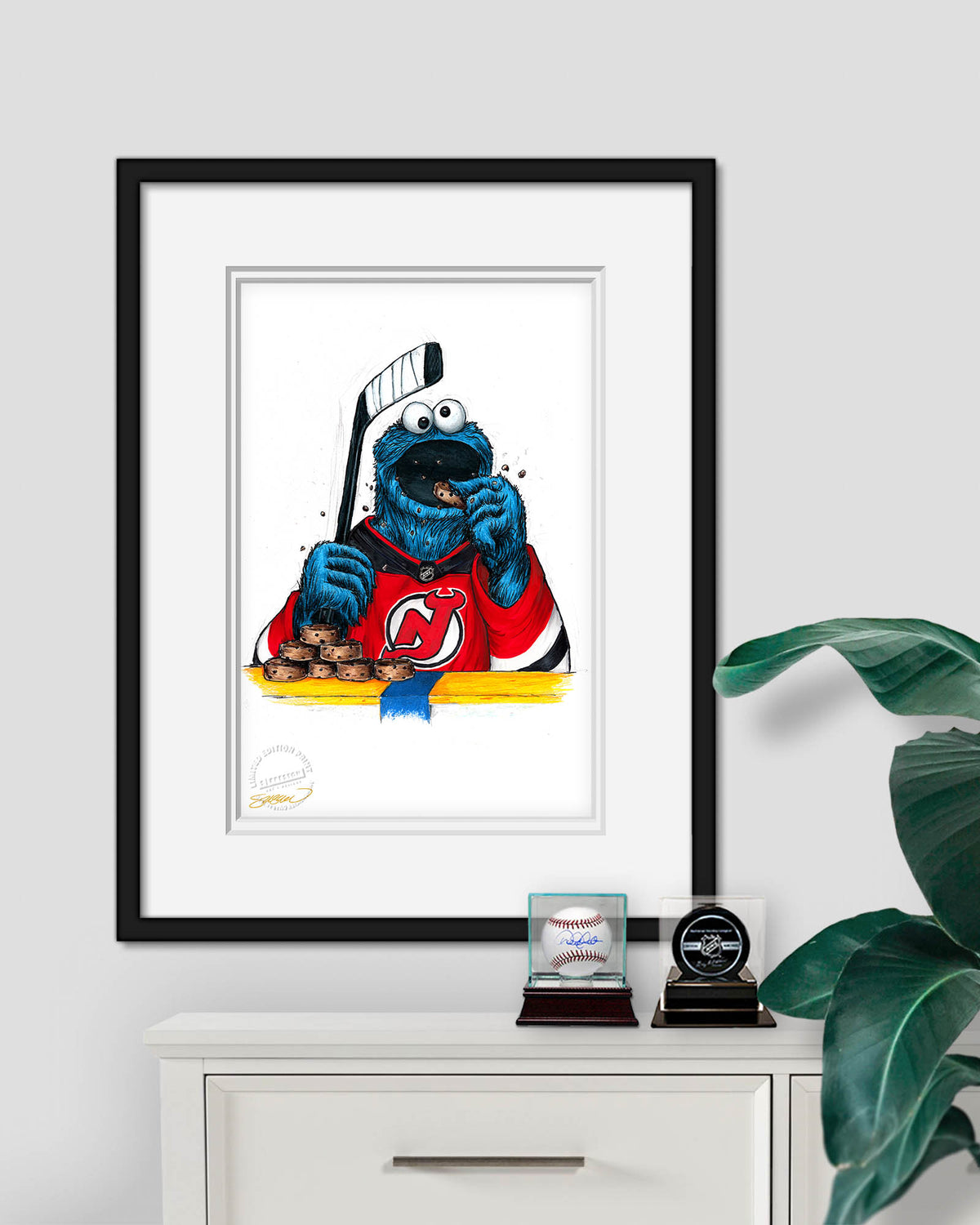 Cookie Monster x NHL Devils Limited Edition Fine Art Print