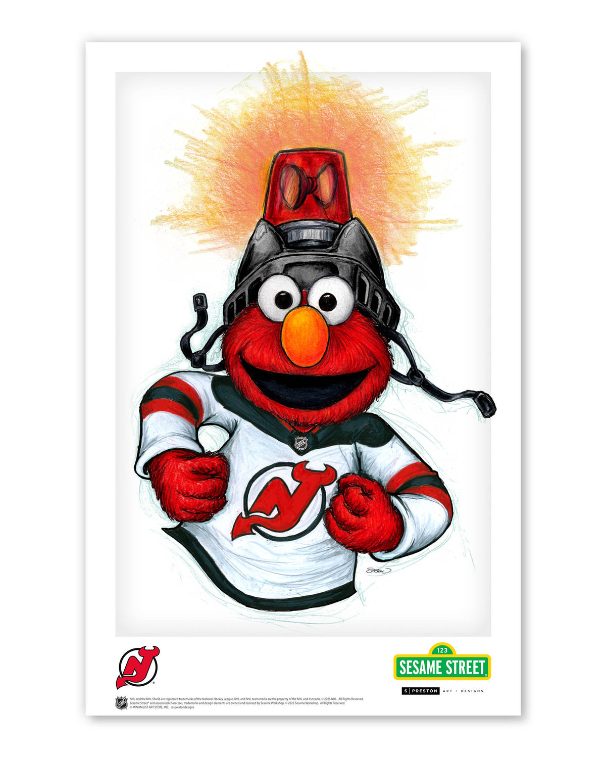 Elmo Loves Goals! x NHL Devils Limited Edition Art Print