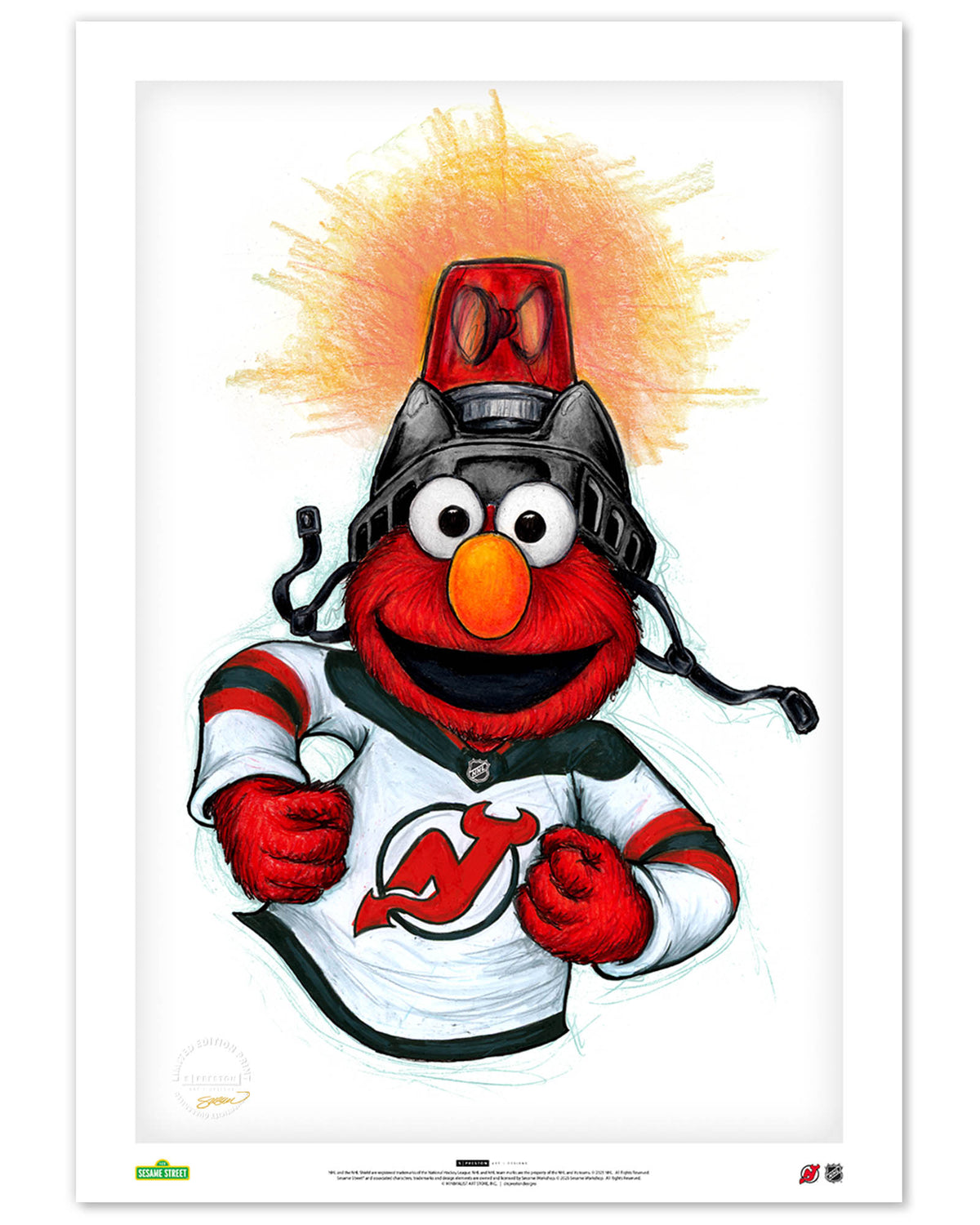 Elmo Loves Goals! x NHL Devils Limited Edition Art Print