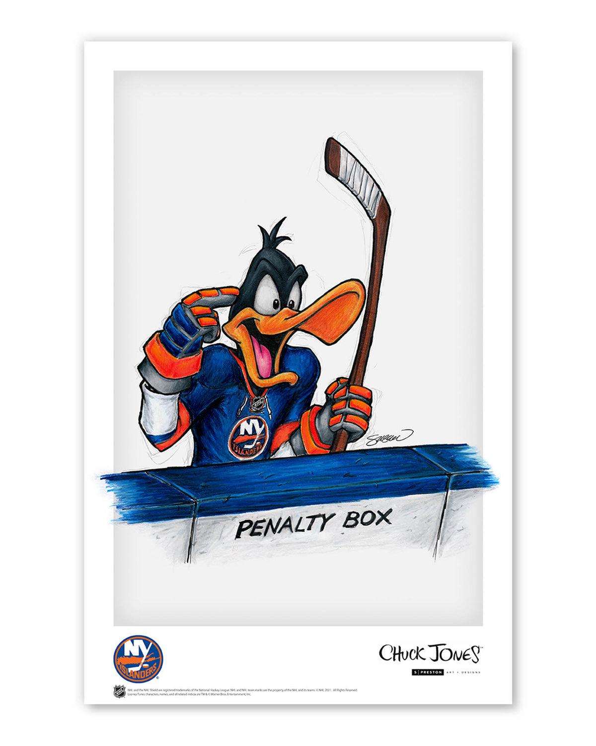 Duck Season Hockey Season x NHL Islanders Daffy Duck Limited Edition Art Print