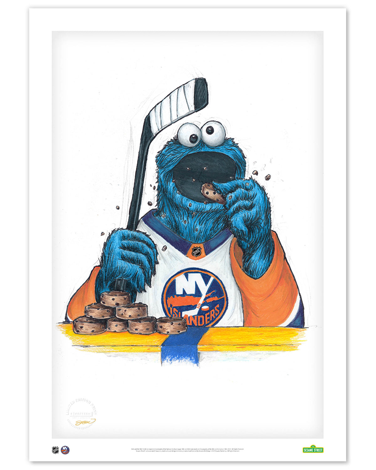Cookie Monster x NHL Islanders Limited Edition Fine Art Print