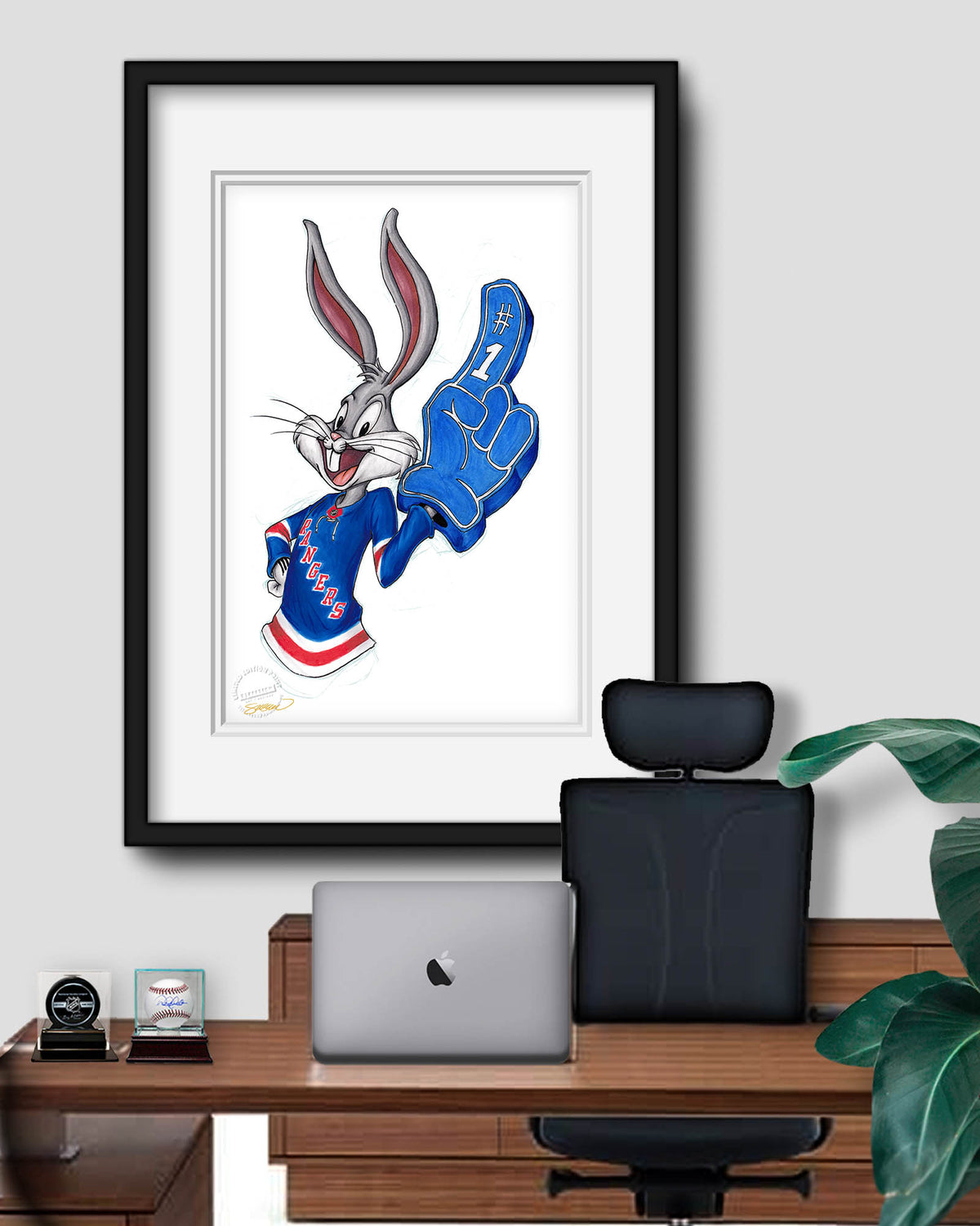 Rabbit Hockey Fan x NHL Rangers Bugs Bunny Limited Edition Fine Art Print