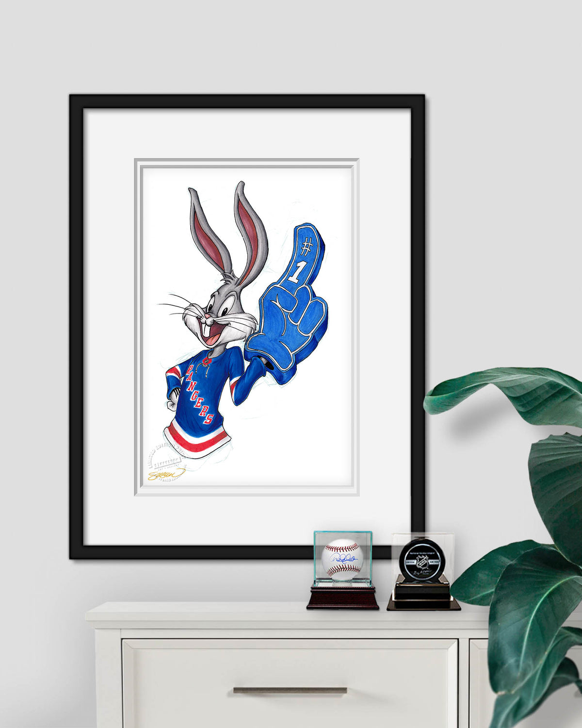 Rabbit Hockey Fan x NHL Rangers Bugs Bunny Limited Edition Fine Art Print