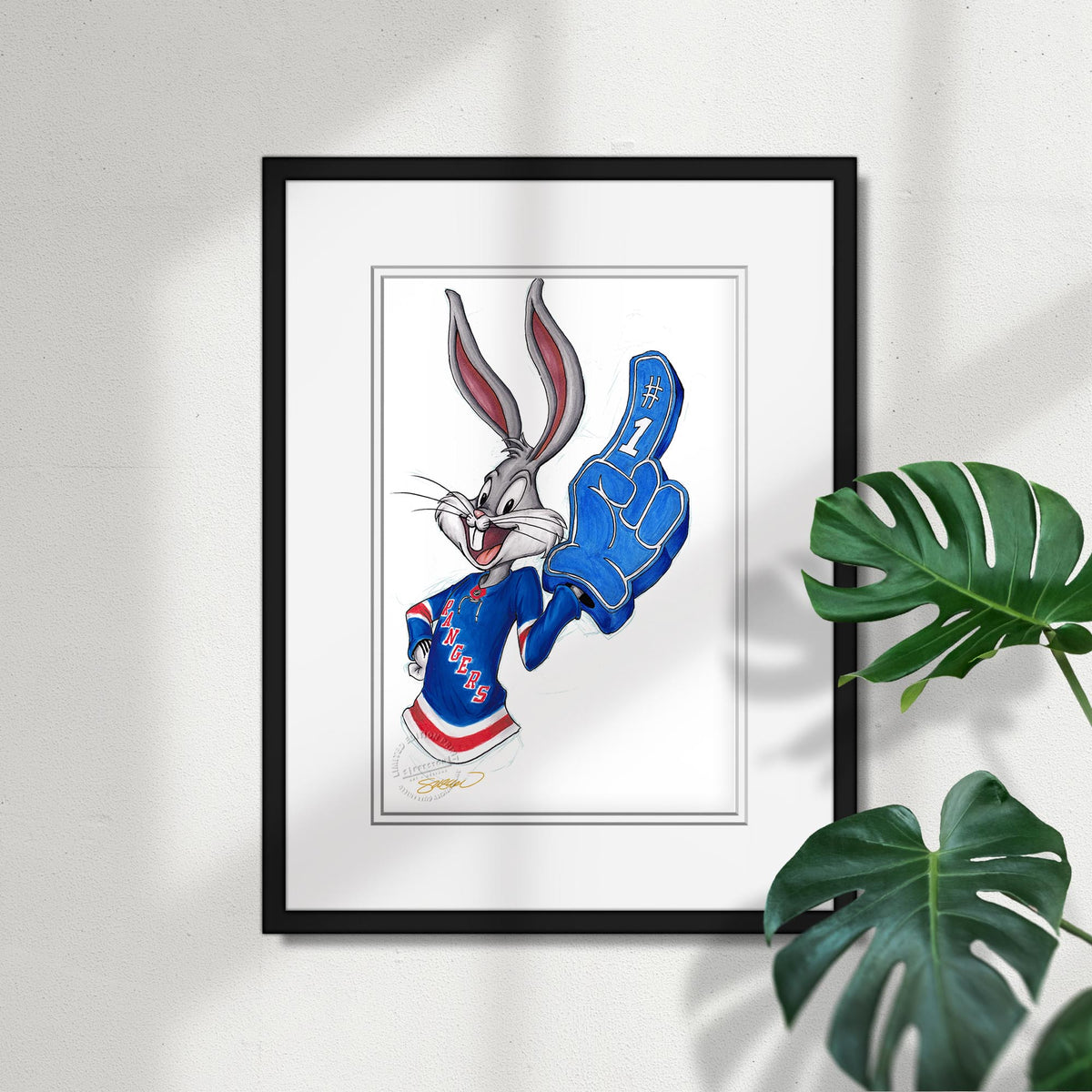 Rabbit Hockey Fan x NHL Rangers Bugs Bunny Limited Edition Fine Art Print