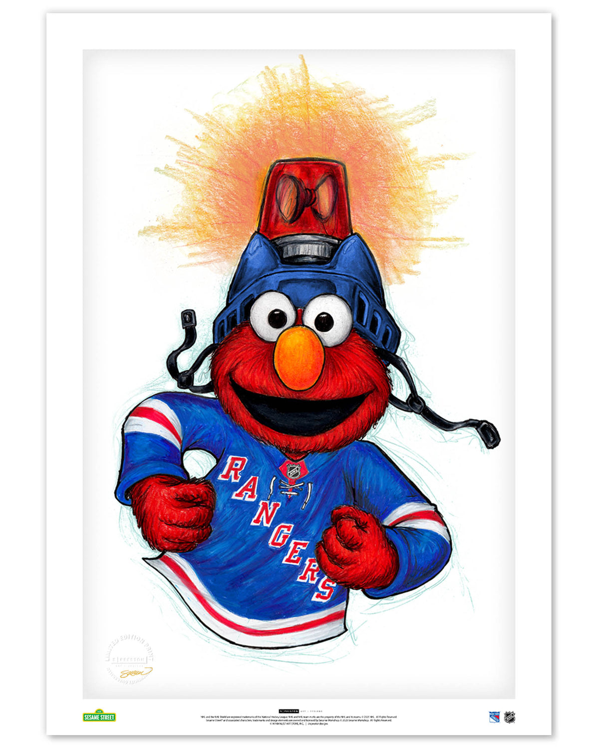 Elmo Loves Goals! x NHL Rangers Limited Edition Art Print