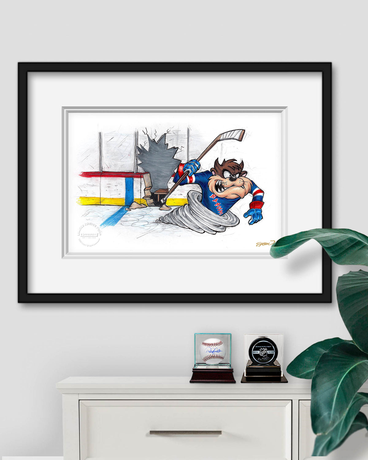 Tazmanian Line Change x NHL Rangers Tazmanian Devil Limited Edition Fine Art Print