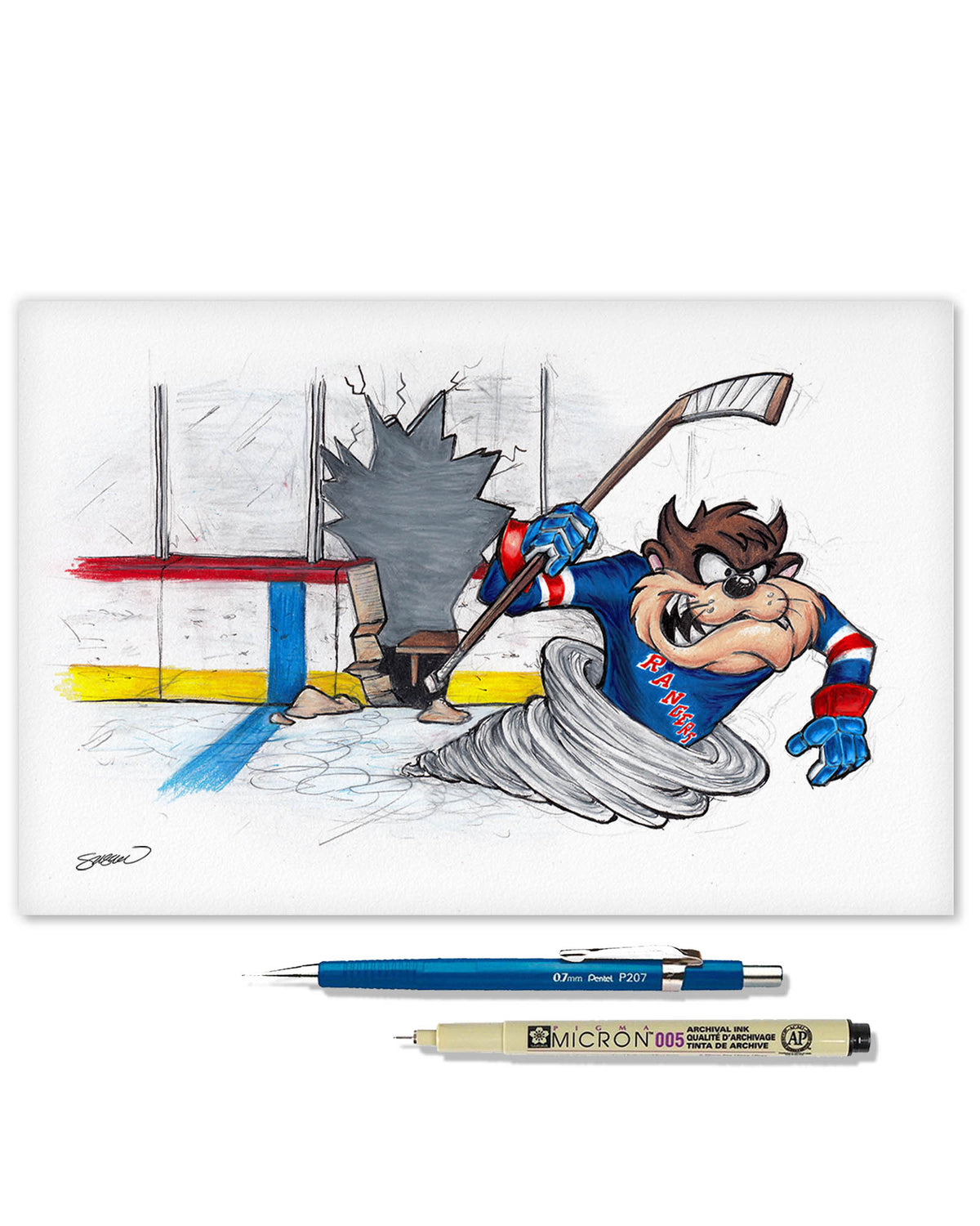 Tazmanian Line Change x NHL Rangers Tazmanian Devil Limited Edition Fine Art Print