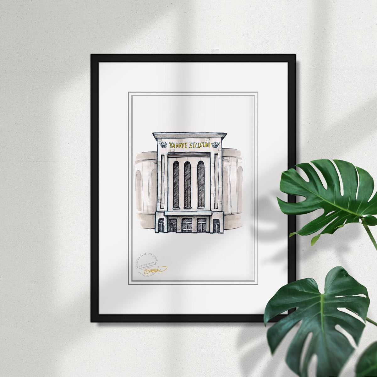 Yankee Stadium Ink Sketch Limited Edition Fine Art Print