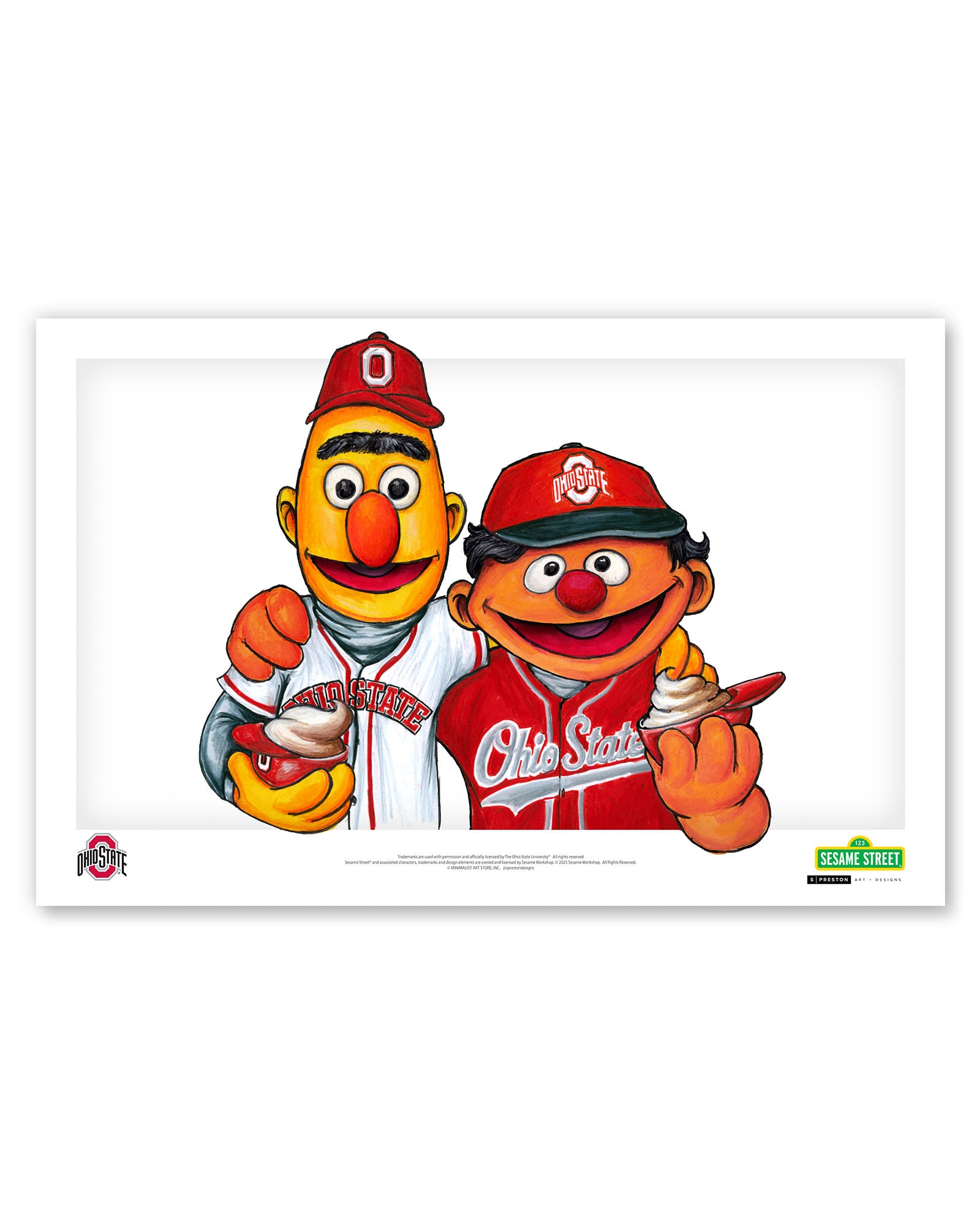 Bert and Ernie x Ohio State Art Print | S. Preston – S. Preston