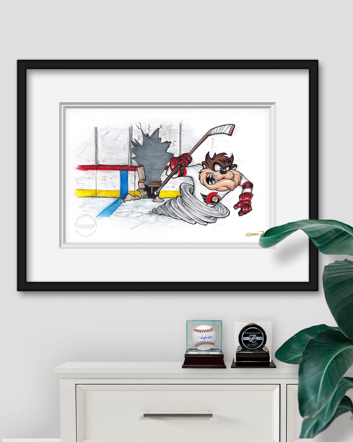 Tazmanian Line Change x NHL Senators Tazmanian Devil Limited Edition Fine Art Print
