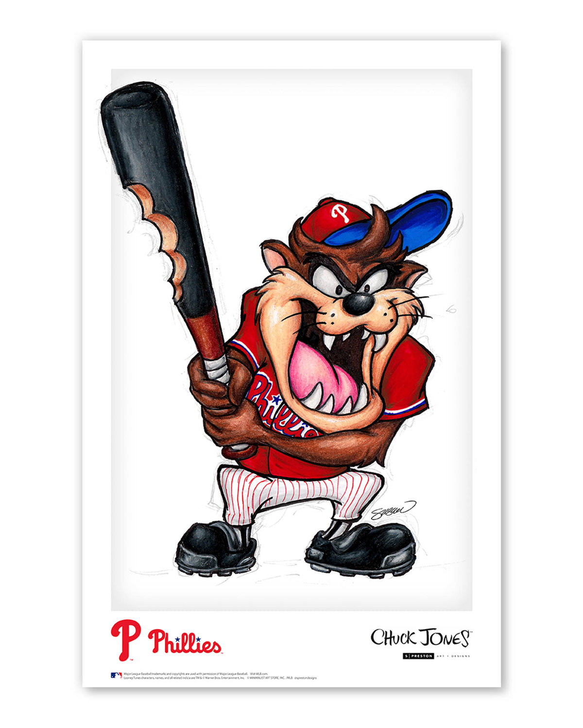 Taz On Deck x MLB Phillies Limited Edition Art Print