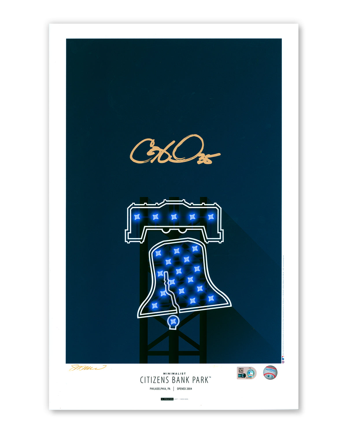 Cole Hamels Autographed - Minimalist Citizens Bank Park - Authenticated