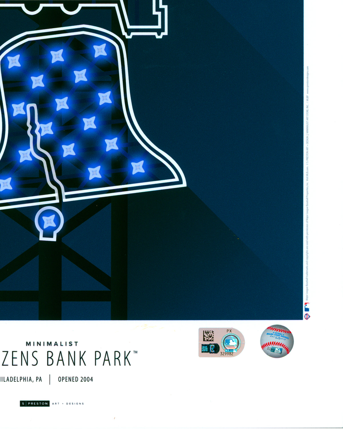 Cole Hamels Autographed - Minimalist Citizens Bank Park - Authenticated