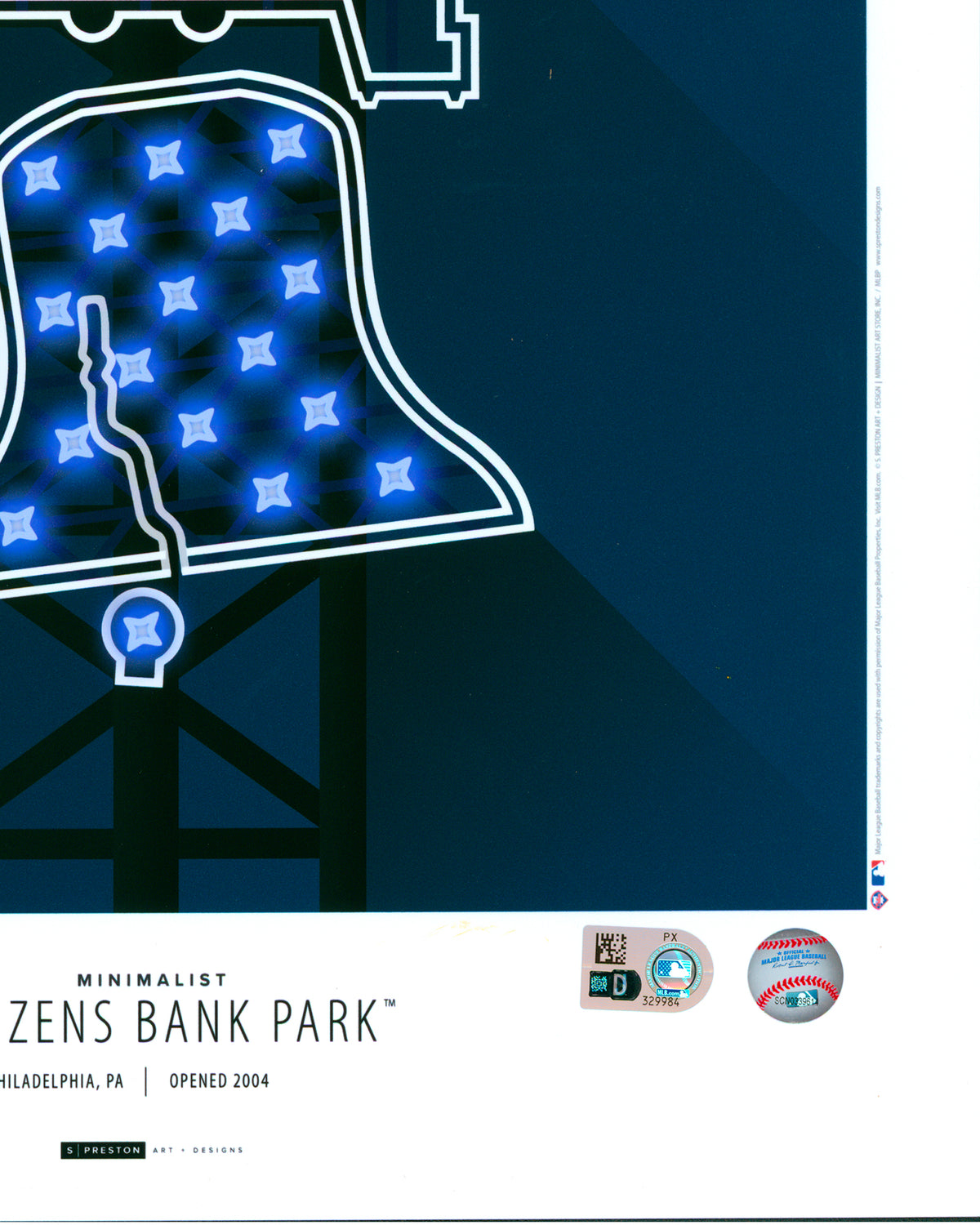 Cole Hamels Autographed - 08 WS MVP Inscription - Minimalist Citizens Bank Park - Authenticated