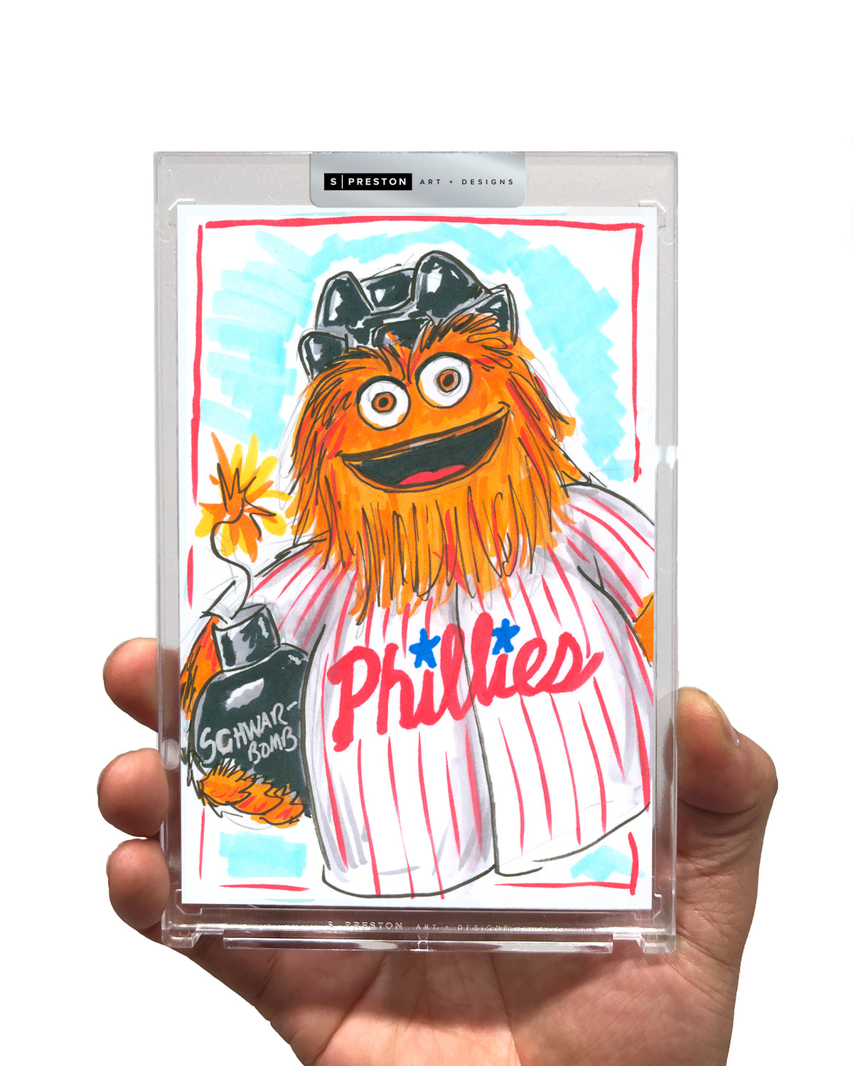 Original Art Sketch Slab- Schwarbomb Philly Tuxedo Gritty