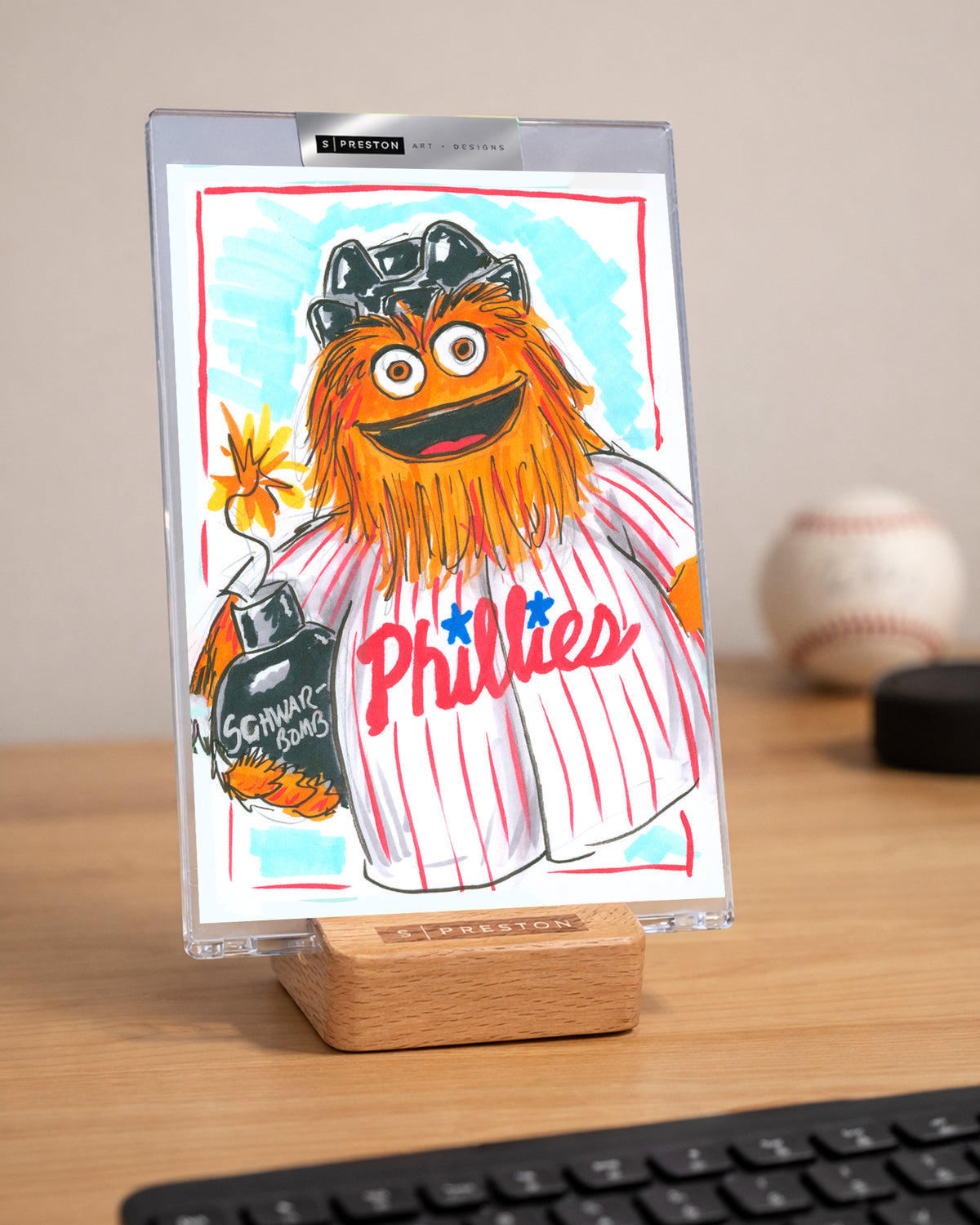 Original Art Sketch Slab- Schwarbomb Philly Tuxedo Gritty