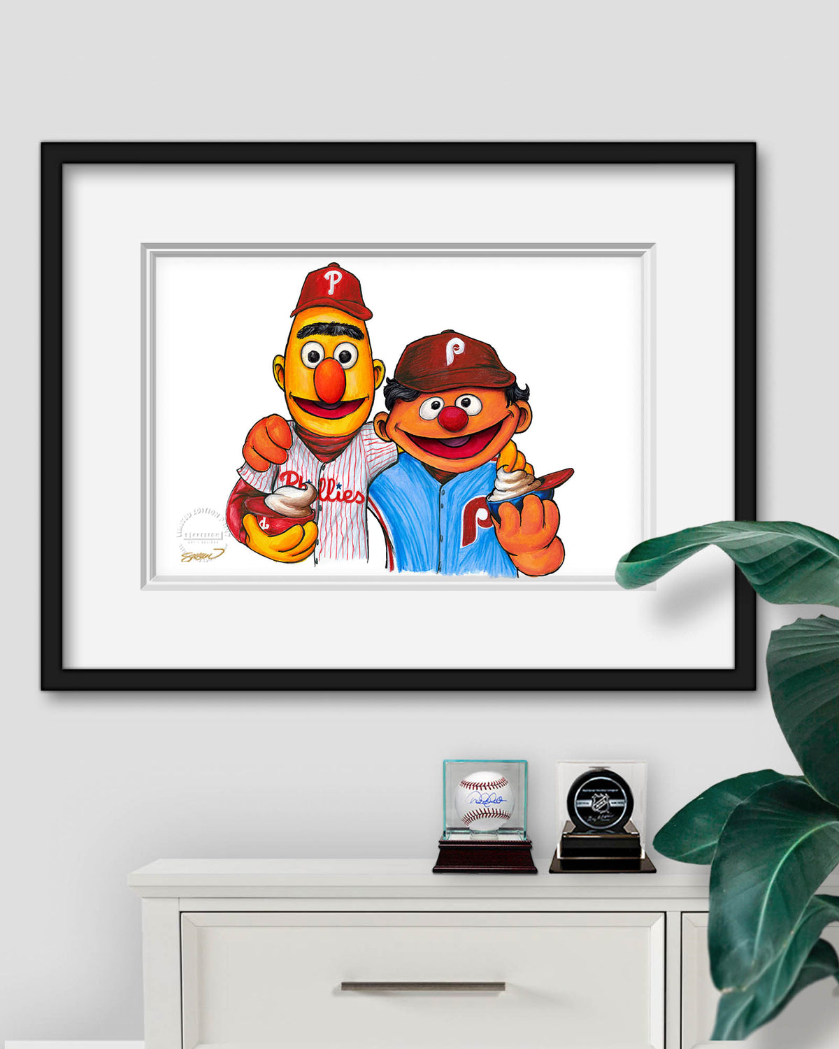 Bert and Ernie x MLB Phillies Limited Edition Fine Art Print