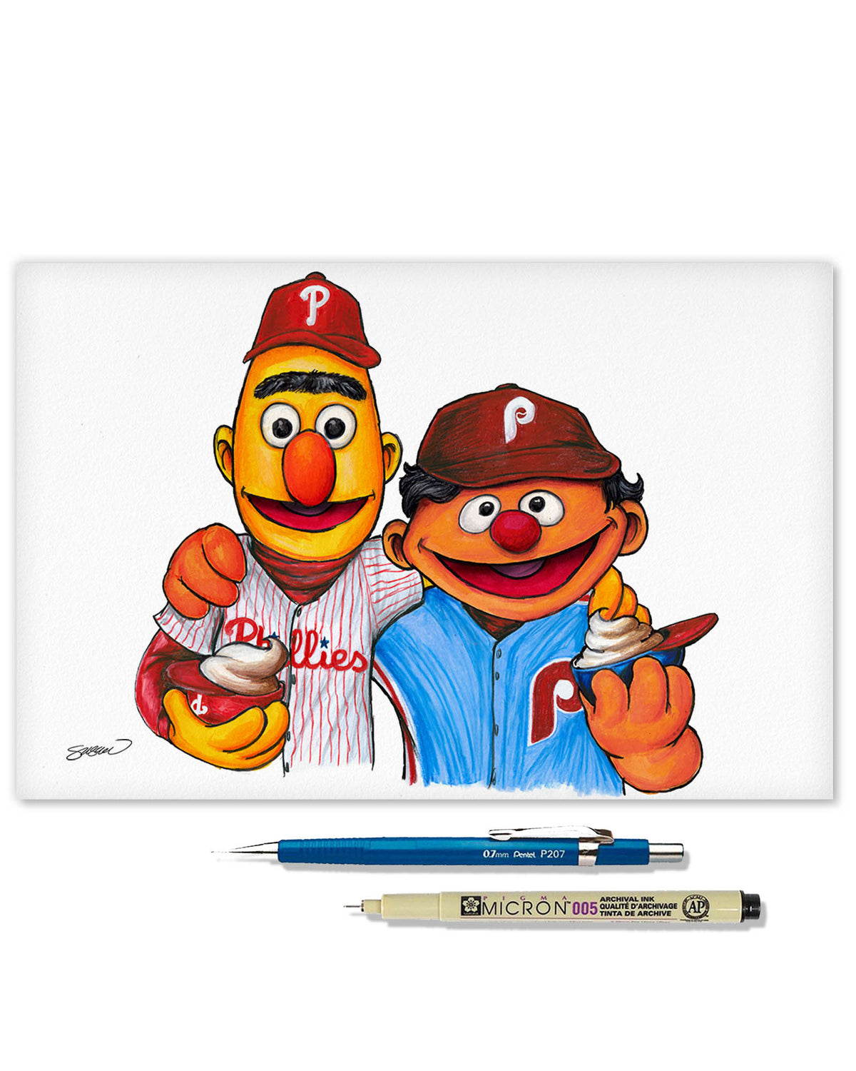 Bert and Ernie x MLB Phillies Limited Edition Fine Art Print