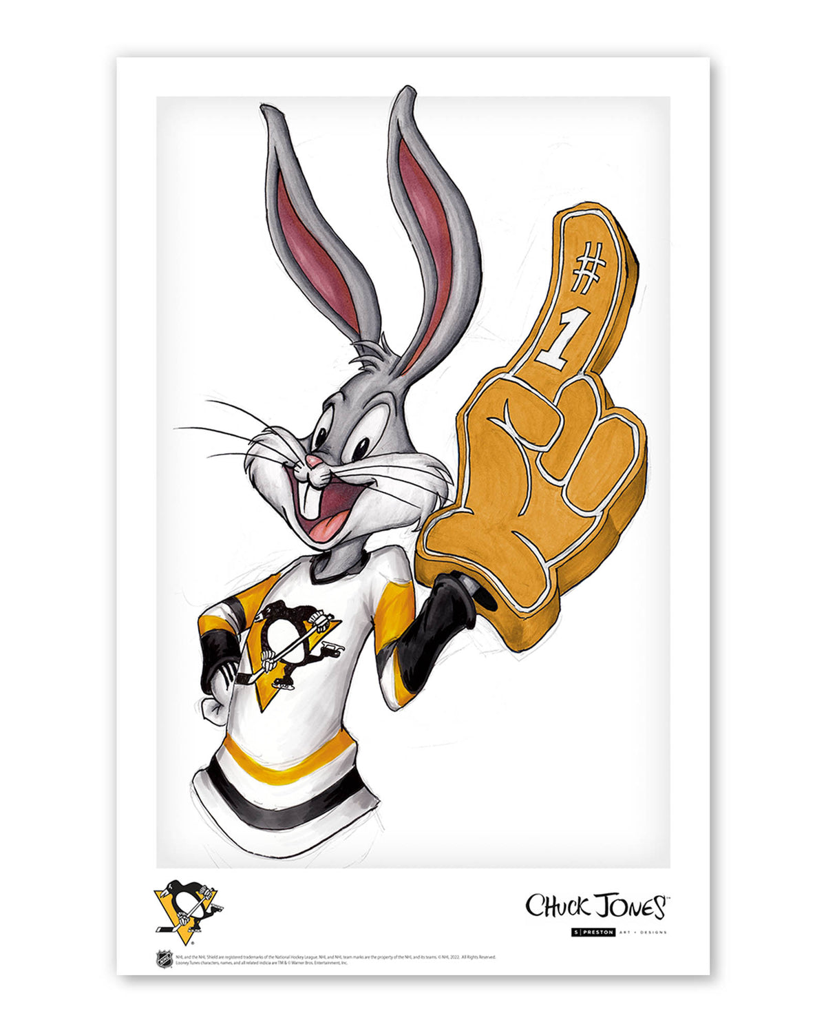 Rabbit Hockey Fan x NHL Penguins Bugs Bunny Limited Edition Art Print