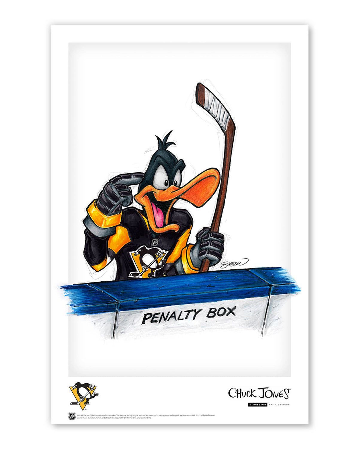 Duck Season Hockey Season x NHL Penguins Daffy Duck Limited Edition Art Print
