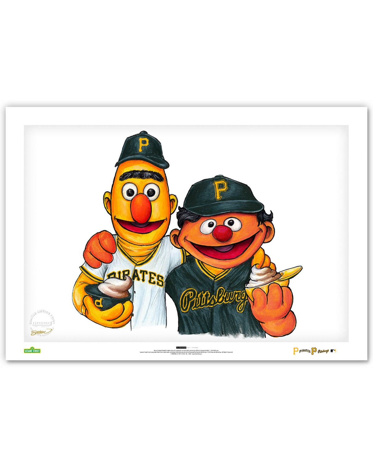 Bert and Ernie x MLB Pirates Limited Edition Fine Art Print