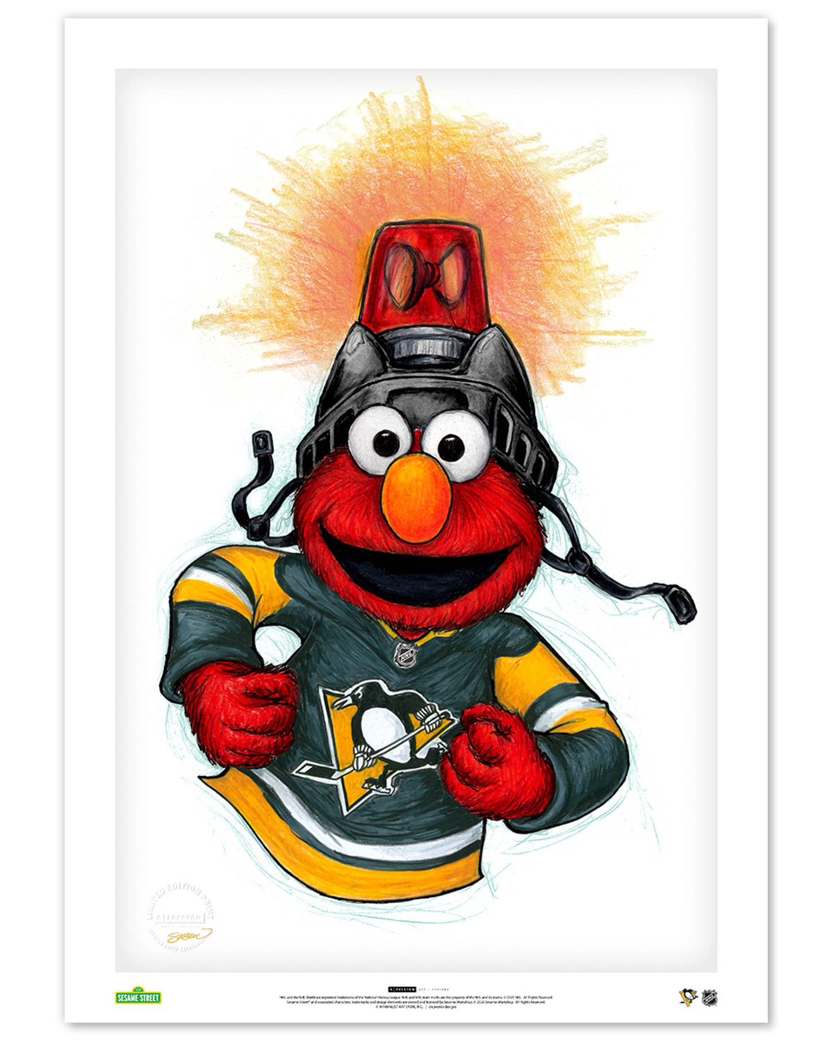 Elmo Loves Goals! x NHL Penguins Limited Edition Art Print