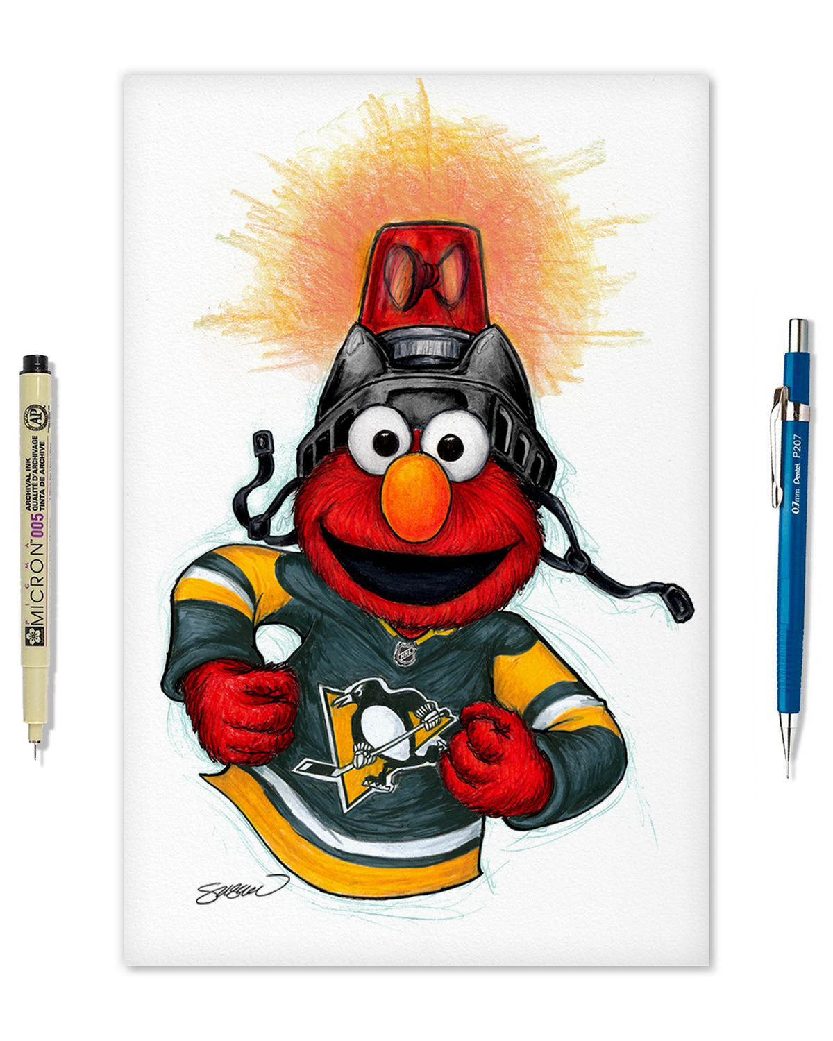 Elmo Loves Goals! x NHL Penguins Limited Edition Art Print