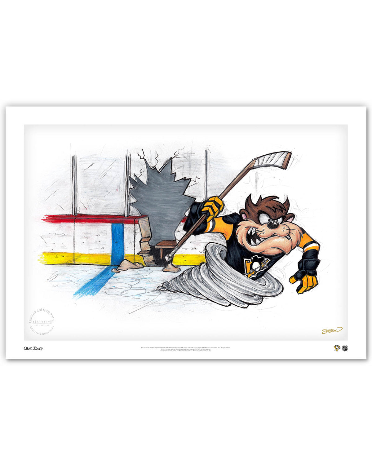 Tazmanian Line Change x NHL Penguins Tazmanian Devil Limited Edition Fine Art Print