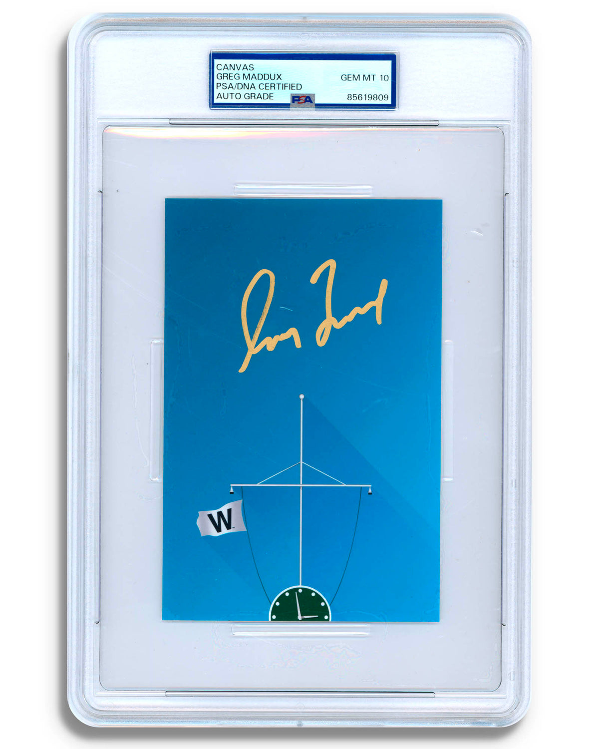 Minimalist Wrigley Field - Greg Maddux Autographed - Art Slab - PSA Gem Mint 10
