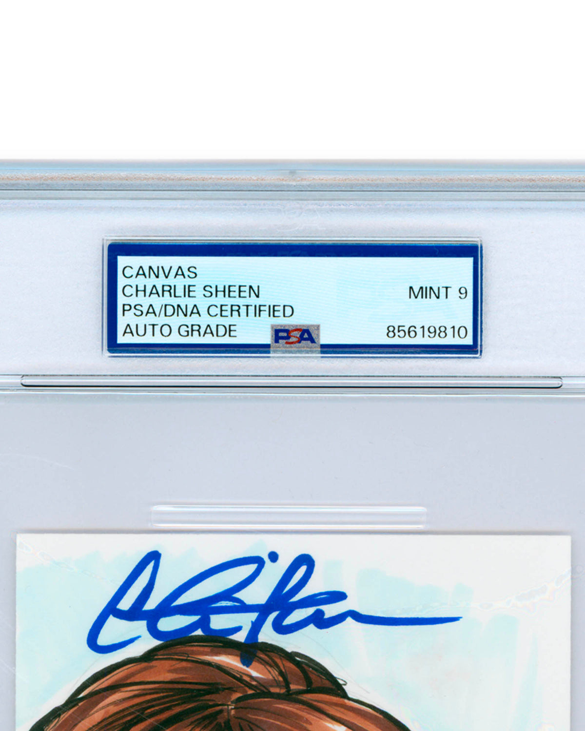 Konni Mackenzie Original Art - Charlie Sheen Autographed - Art Slab - PSA Gem Mint 9