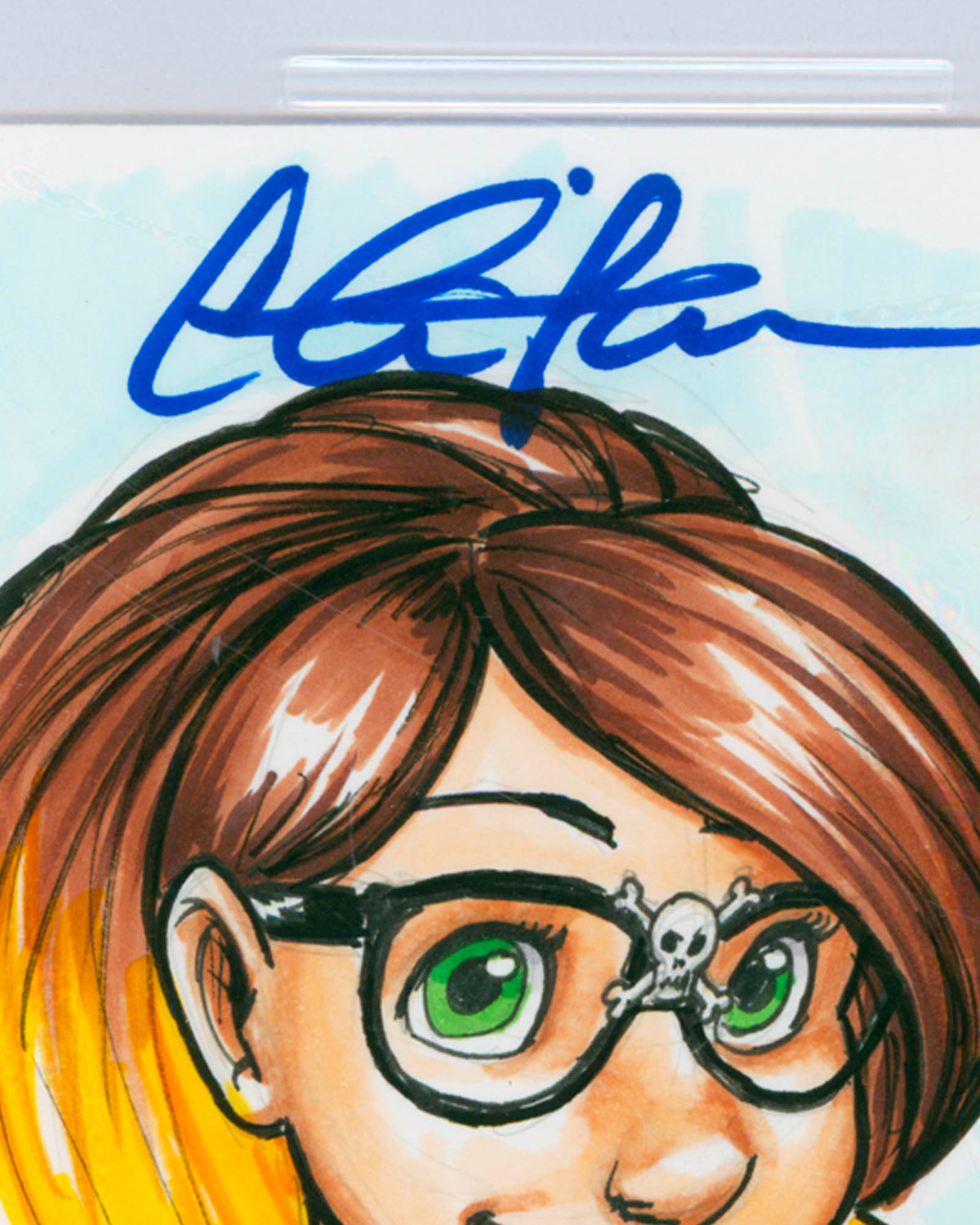 Konni Mackenzie Original Art - Charlie Sheen Autographed - Art Slab - PSA Gem Mint 9