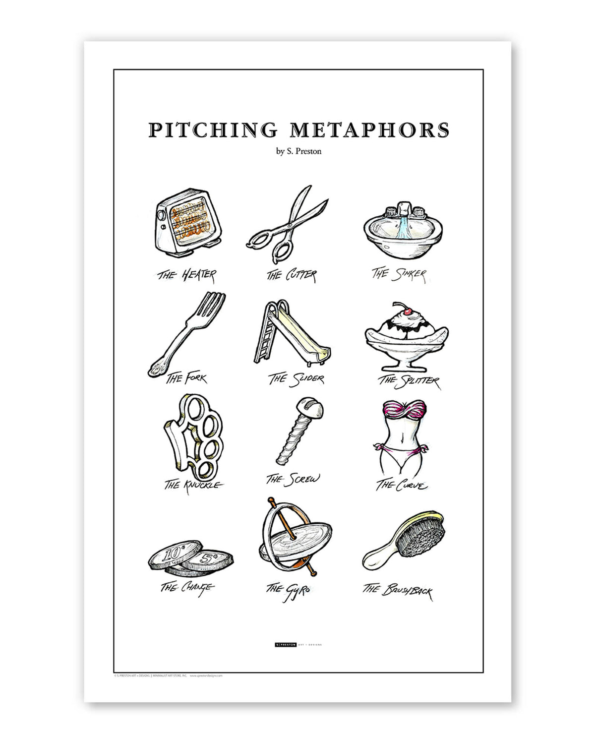 Pitching Metaphors Sketch Print