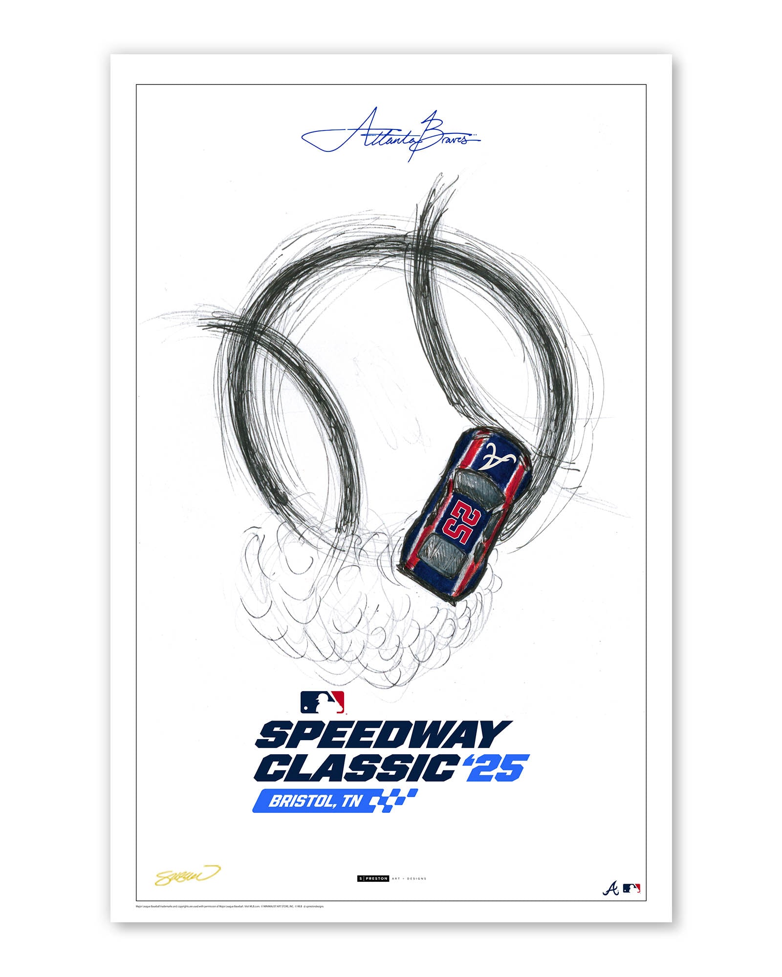 2025 MLB Atlanta Braves Speedway Classic Sketch Art Print – S